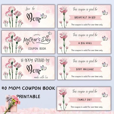 Mothers Day Coupon Book, Coupon Book For Mom, Mom Coupon Book, Mom Breakfast, Mother's Day Coupons, Mom Coupons, Birthday Coupons, Books For Moms, New Mom Gift