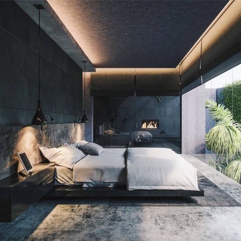 Minimal Interior Design Inspiration | 159 - UltraLinx Minimal Interior Design, Concrete Walls, Luxury Bedroom Design, Minimalist Bedroom Design, Luxury Bedroom Master, Modern Bedroom Decor, Modern Bedroom Design, Home Design Decor, Minimalist Bedroom