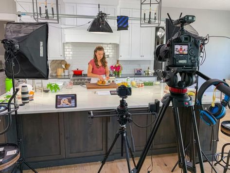 Bloopers and Behind the Scenes 2020 (VIDEO) - NatashasKitchen.com Cooking Video Setup, Behind The Scenes Interview, Cooking Show Set Design, Film Set Behind The Scenes, Tv Behind The Scenes, Funny Behind The Scenes, Event Videography, Aesthetic Influencer, Studio Lighting Setups