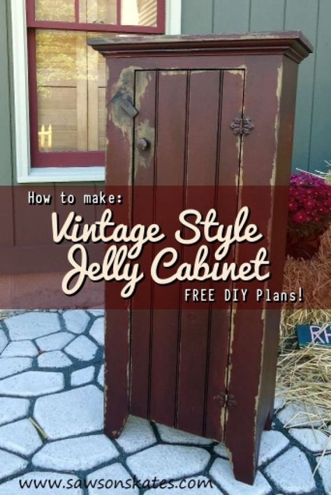 Primitive Jelly Cupboard, Diy Jelly Cupboard, Primitive Furniture Diy How To Build, Country Primitive Decorating, Jelly Cabinet, Diy Jelly, Jelly Cupboard, Primitive Cabinets, Primitive Cupboards