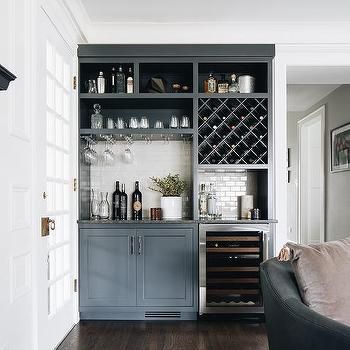 Wet Bar Ideas White Cabinets, Small Bar For Living Room, Adding A Bar To Kitchen, Office With Wet Bar, Built In Bar Bookshelf, Wine Built In, Wet Bar Library, Bar Wall Living Room, Freestanding Wet Bar