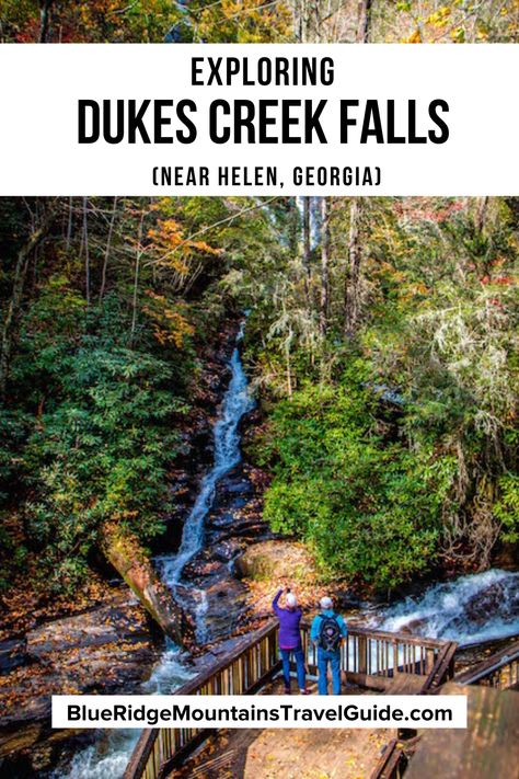 How to Get to Dukes Creek Falls Near Helen GA. Includes gold rush history of the Helen/White County area, driving directions, hiking guide & more. | Dukes Creek | Dukes Creek Falls | helen waterfalls | waterfalls in helen GA | helen ga waterfalls | falls near helen ga | falls in helen ga | falls near helen georgia | north georgia waterfalls | waterfalls in north georgia | georgia falls | waterfall in ga | ga waterfalls | falls in north georgia | falls in georgia via @greenglobaltrvl Gatlinburg December, Georgia Waterfalls, Cleveland Ga, Georgia Trip, Helen Georgia, Helen Ga, Georgia Vacation, Georgia Travel, Hiking Guide