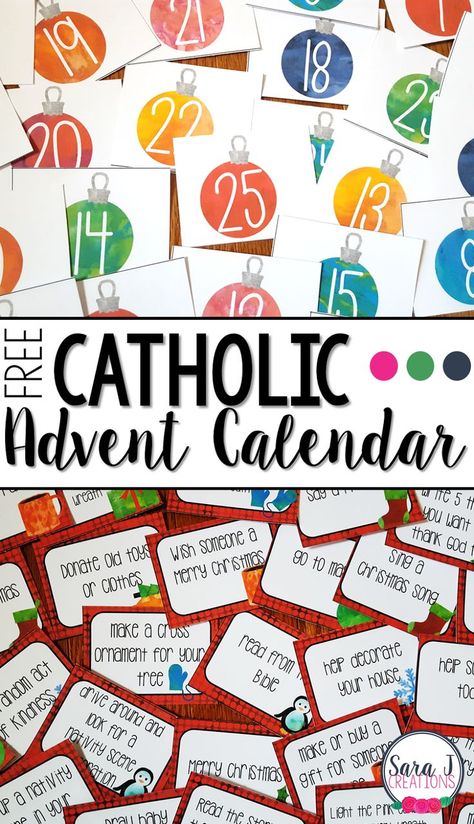 Free DIY printable Catholic Advent Calendar for counting down to Christmas as a family Advent Worksheets, Catholic Advent, Advent Crafts, Advent Calendar Ideas, Advent Calendar Activities, Printable Advent Calendar, Calendar Activities, Advent Activities, Advent Calendars For Kids