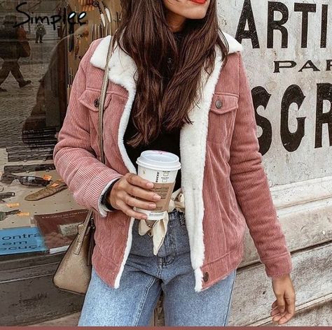 9aa42b31882ec039965f3c4923ce901bdesc34671920ri Pink Corduroy Jacket Outfit, Corduroy Jacket Outfit, Pink Corduroy Jacket, Edgy Leather Jacket, Pink Corduroy, Outwear Coat, Thrift Fashion, Jacket Outfit, Pink Jacket