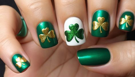 Transform your nails into a lucky charm with the Elegant Shamrock Accent! This chic design is perfect for any occasion, adding a playful twist of sophistication. Get your hands on this #ShamrockNailArt today! Don't miss out on these #NailInspo https://fitgag.com/elegant-shamrock-accent-nail-art/5004/ Shamrock Nails Design, Shamrock Nail Art, Shamrock Nails, Accent Nail Art, Accent Nail, Accent Nails, Nails Design, Lucky Charm, Chic Design