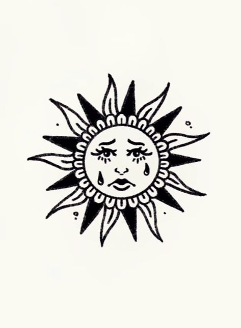 Sun With Face Drawing, Trad Sleeve, Traditional Sun Tattoo, Traditional Tattoo Black And White, Traditional Tattoo Outline, Traditional Tattoo Drawings, Romantic Tattoo, Shin Tattoo, Traditional Tattoo Inspiration