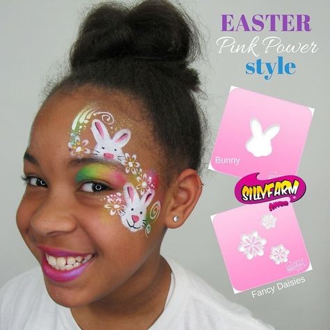 Get ready for Easter painting with these easy to use Pink Power Stencils from Sillyfarm.com! #sillyfarm #stencils #facepainting… Facepainting Ideas Easy For Kids, Face Painting Templates, Easter Face Painting, Facepainting Ideas Easy, Monkey Face Paint, Easter Face Paint, Painting Lines, Face Painting Tips, Easter Paintings