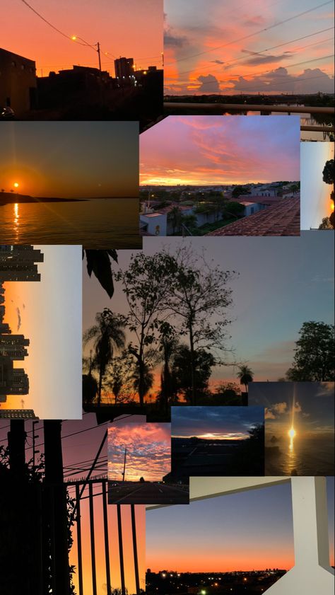 multiple photos of different sunsets Sunset Collage Aesthetic, Sky Collage Aesthetic, Sunset Aesthetic Collage, Sunset Collage Wallpaper, Collage Sunset, Sun Collage, Sunset Collage, Blue Sky Photography, Random Clicks