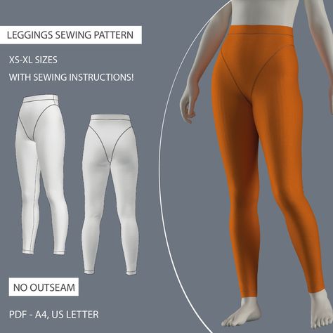 Sewing pattern bikini leggings | No outseam Legging pdf digital sewing pattern | Instant download | xs-xl sizes (US 2-14, EU 36-44) Selena Museum, Leggings Sewing Pattern, Pole Dance Wear, Yoga Workshop, Sewing Tops, Panel Leggings, Women Yoga, Patterned Leggings, Sewing Diy