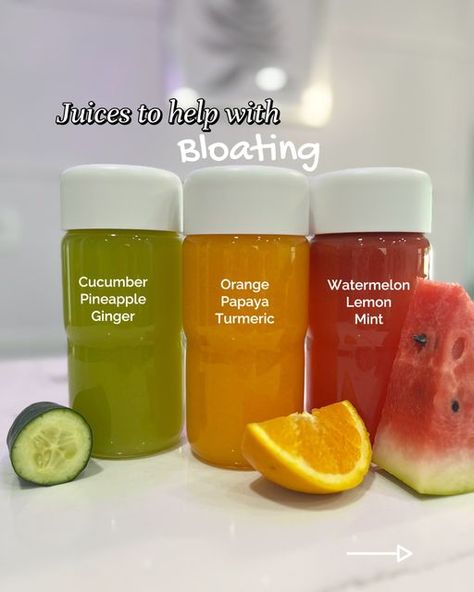 @juicewithkeya on Instagram: "Which one will you try?   All recipes makes around 20-22 ounces 😋   #bloating #juices #easyjuicing #flattummy #debloat #bloat #healthy #health #wellness #juicing #summer #coldpressed #easy #delicious #simple #fruitjuice #fyp #explorepage #viral" Juice Cleanse For Bloat, Debloating Recipes, Debloating Drinks, Debloat Drink, Brunch Meals, Simple Juice Recipes, Healthy Water Recipes, Juicing Ideas, Fresh Juice Recipes