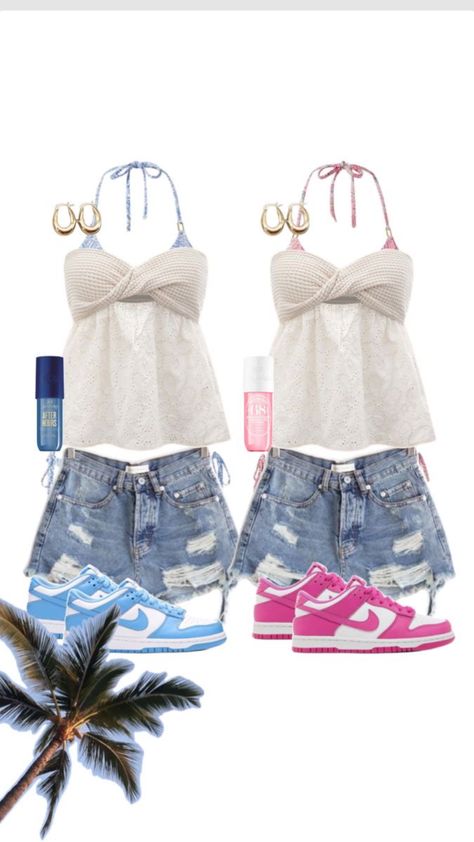 #twins #matching #outfit Bff Matching Outfits, Bestie Outfits, Matching Outfits Best Friend, Best Friend Outfits, Preppy Summer Outfits, Twin Outfits, Bff Outfits, Tiktok Fashion, Outfit Inspo Summer