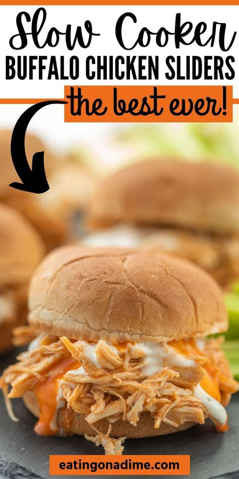 Buffalo Chicken Sliders Crock Pot, Buffalo Chicken Recipes Crockpot, Easy Crockpot Buffalo Chicken, Crock Pot Sandwiches, Buffalo Chicken Sliders Recipes, Crock Pot Buffalo Chicken, Buffalo Chicken Dip Crock Pot, Sliders Recipes Chicken, Crockpot Buffalo Chicken