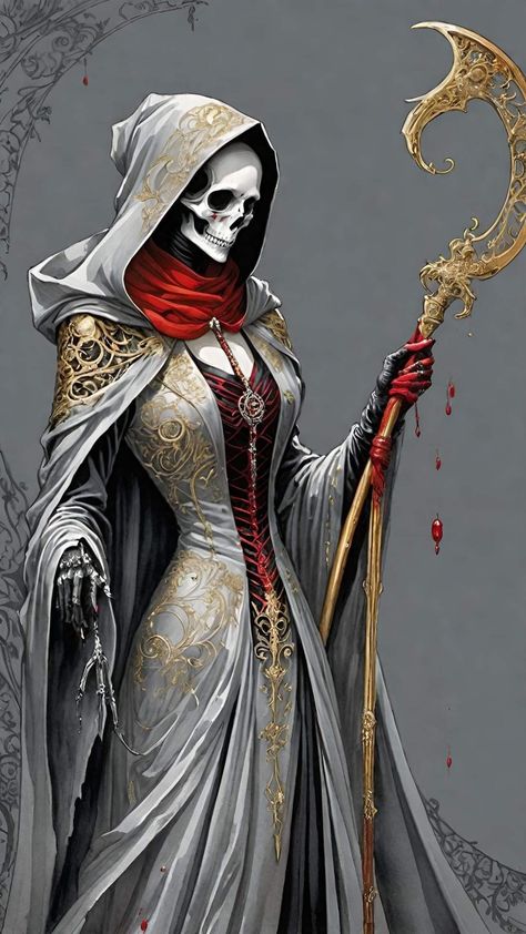 Lady Reaper, Female Reaper, Grim Reaper Oc, Female Grim Reaper, Santa Muerte Prayer, Female Skeleton, Libra Art, Cartoon Love Photo, Angel Warrior