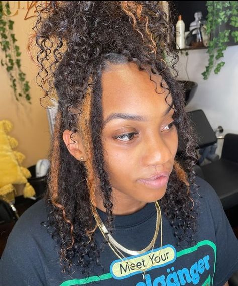 Dreadlocks With Curly Ends, Loc Extensions Curly Ends, Female Starter Locs Natural Hair, Loc Extensions With Curly Ends, Locs With Curly Ends Real, Dreads With Curly Ends, Locs With Curls At The End, Natural Locs With Curly Ends, Pretty Locs