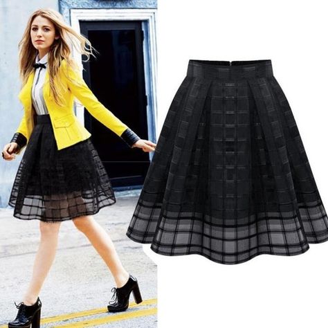 Organza Midi Skirt, Midi Skirts Summer, Tule Rok, Gonna In Tulle, Checked Skirt, Skirt Tutu, Pleated Skirt Short, Organza Skirt, Checkered Skirt