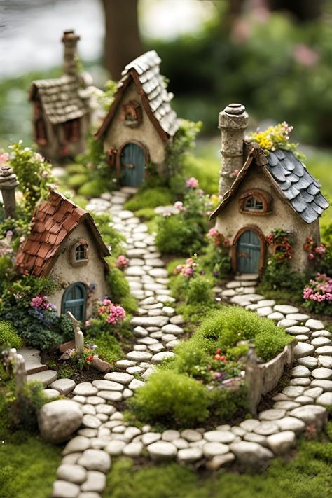 Diy Fairy House Ideas Outdoors, Small Fairy Garden Ideas Diy, Minature Gardens Fairy, Diy Fairy Garden Ideas Homemade How To Make Tree Houses, Fairy Village Ideas, Outdoor Fairy Garden Diy, Diy Fairy House Ideas, Diy Fairies, Fairy Garden Ideas Enchanted Forest