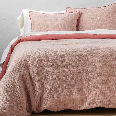 Full/queen Textured Chambray Cotton Duvet & Sham Set Rose - Casaluna™ : Target Textured Duvet, King Duvet Set, Queen Comforter Sets, Pink Bedding, Duvet Bedding Sets, Linen Duvet, Linen Duvet Covers, Duvet Bedding, Cotton Duvet Cover