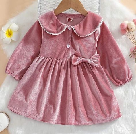 Velvet Frock For Kids, Velvet Dress For Baby Girl, Winter Dresss, Winter Baby Outfits, Velvet Baby Dress, Baby Winter Dress, Velvet Frock, Infant Dresses, Girls Velvet Dress