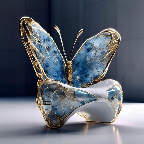 An AI Designed These Sapphire and Gold Thrones and They Look Fit For A Disney Live-Action Movie - Yanko Design Gray Sofa Styling, Butterfly Chairs, Small Sectional, Small Sectional Sofa, Latest Sofa Designs, Maximalist Art, Large Bean Bags, Rack Design, Leisure Chair