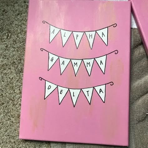 Canvas Art Sorority, Canvas Sorority Painting, Small Sorority Canvas, Cute Sorority Canvas Ideas, Sigma Delta Tau Canvas, Sorority Big Little Crafts, Gphi Paintings, Gamma Phi Beta Canvas Paintings, Alpha Chi Omega Canvas Painting