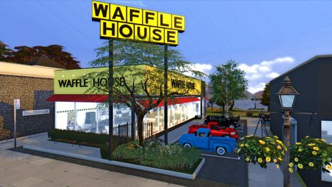 Sims 4 Breakfast Cc, Sierra The Simmer Sims 4, Waffle House Menu, Sims 4 Restaurant, The Sims 4 Lots, Ts4 Mods, Cc Mods, Sims 4 House Building, Sims 4 Expansions