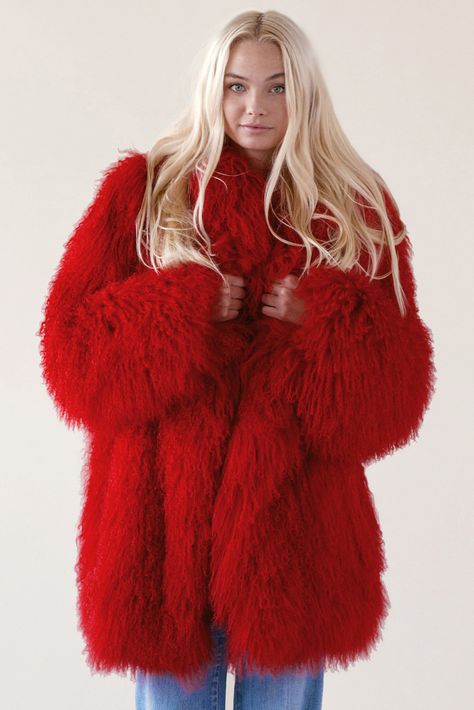 Shag Coat, Gates Of Olympus, Red Fur, Hooded Winter Coat, Fluffy Coat, Sheepskin Jacket, Sheepskin Coat, Do You, Boho Skirts