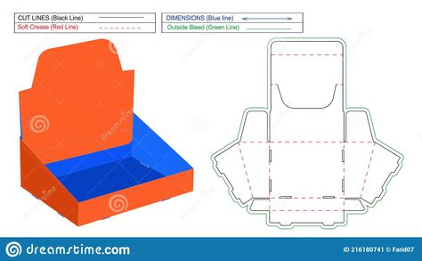 Display Box Template, Dieline Packaging Boxes, Pop Up Box Template, Display Box Packaging, Box Dieline, Packaging Dielines, Box Design Templates, Box Illustration, Pop Cat