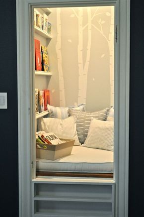 Book Nook Closet, Closet Nook, Reading Nook Closet, Reading Nook Kids, Nook Ideas, Reading Nooks, Kid Closet, Design Seeds, Cozy Reading Nook