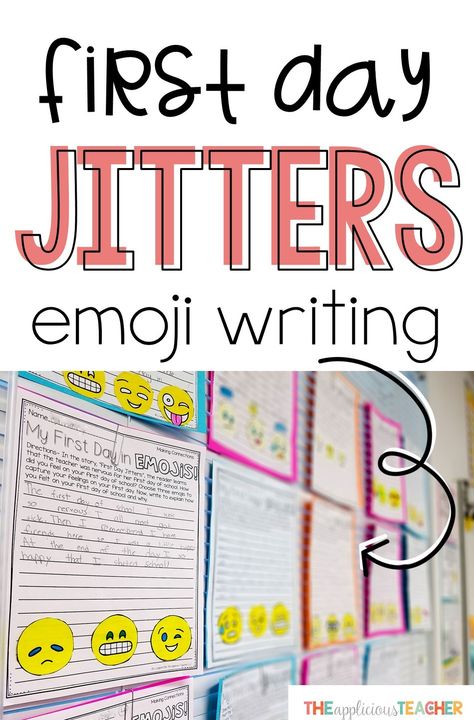 Great back to school writing activity for the first day! After reading the book, "First Day Jitters", students write about how they felt on the first day of school using emojis! School Olympics, First Day Jitters, Back To School Activity, First Day Activities, 3rd Grade Writing, First Week Of School Ideas, 4th Grade Writing, First Day Of School Activities, School Writing