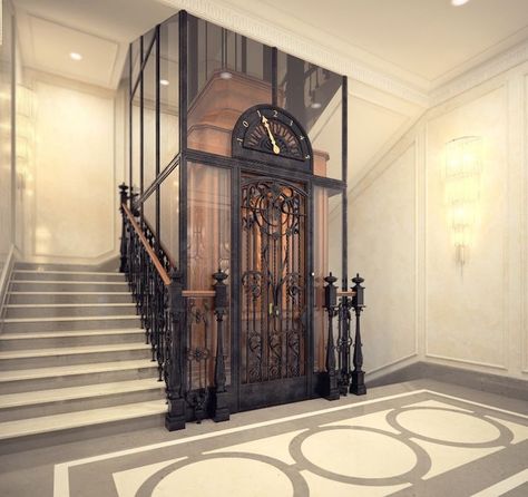 Vintage Elevator, 80s Interior Design, Elevator Interior, Luxury Mansions Interior, Elevator Lobby, 80s Interior, Architecture Classic, Classic Hotel, Khao Yai