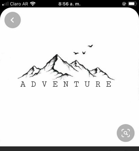 Adventure Mountain Tattoo, Adventure Word Tattoo, Mountain Adventure Tattoo, Mountain Tattoo Sketch, Girly Hand Tattoos, Bird Silhouette Tattoos, Travel Tattoo Ideas, Van Logo, Nature Tattoo Ideas