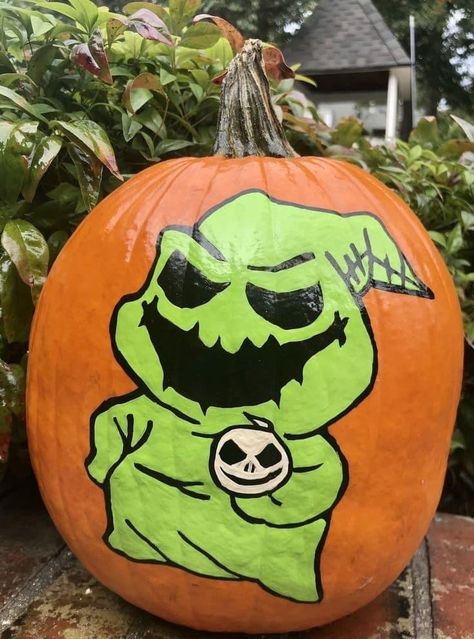 Pumpkin Painting Ideas Emily Corpse Bride, Painted Pumpkins Oogie Boogie, Pumpkin Painting Ideas Oogie Boogie, Pumping Painting Ideas Cute, Painted Pumpkins Halloween Scary, Painted Pumpkin Ideas Halloween, Spooky Painted Pumpkins, Things To Paint On A Pumpkin, Scary Pumpkin Painting Ideas