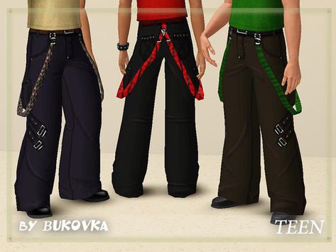 bukovka's Bottom UFO pants tm Sims 4 Tripp Pants, Sims 4 Baggy Pants Male, Sims 4 Cc Male Pants, Alt Pants, Haram Pants, Goth Male, Sims Aesthetic, Male Sims, Chain Jeans