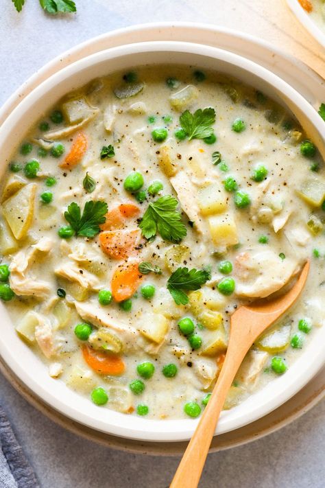 Whole 30 Chicken Pot Pie, Dairy Free Chicken Pot Pie Soup, Healthy Pot Pie, Dairy Free Chicken Pot Pie, Whole 30 Chicken, Chicken Pot Pie Soup Recipe, Pot Pie Soup Recipe, Whole30 Chicken, Chicken Pot Pie Recipe