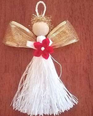 Quilted Angel Ornament Pattern, Tassel Angels, Ribbon Tassel, Craft To Make, Angel Crafts, Ornament Tutorial, Club Ideas, Yarn Diy, Little Angel