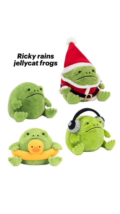 Jellycat frog wishlist items collection Ricky Rain Frog Jellycat, Ricky The Rain Frog, Jelly Cat Frog, Frog Jellycat, Ricky Rain Frog, Jellycat Collection, Christmas Jelly, Y2k Drawings, Rain Frog