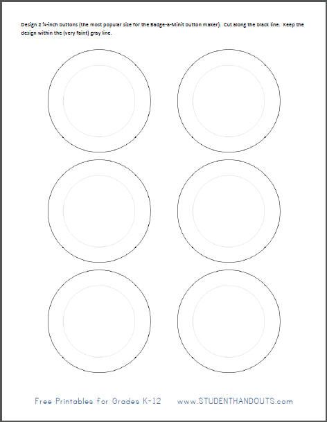 Badge-a-Minit 2.25-inch button maker template pattern to design and color your own buttons. Button Pin Template, Button Maker Ideas Free Printable, Button Pins Printable, Button Template, Christmas Corsage, First Days Of School, Disney Buttons, Badge Maker, Button Maker