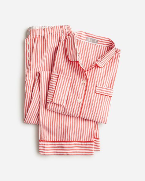 J.Crew: Long-sleeve Cropped Pajama Pant Set In Striped Cotton Poplin For Women J Crew Pajamas, Flannel Pajama Pants, Floral Pajamas, Plaid Pajamas, Cotton Pajama Sets, Pajama Pant, Jcrew Women, Cotton Pyjamas, Pajama Top