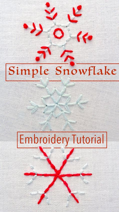 Simple Snowflake Embroidery Pattern Tutorial - Wandering Threads Embroidery Snowflake Embroidery Pattern, Snowflakes Embroidery Pattern, Crewel Embroidery Tutorial, Snowflake Art, Snowflake Embroidery, Simple Snowflake, Cup Of Hot Chocolate, Christmas Embroidery Patterns, Crewel Embroidery Kits