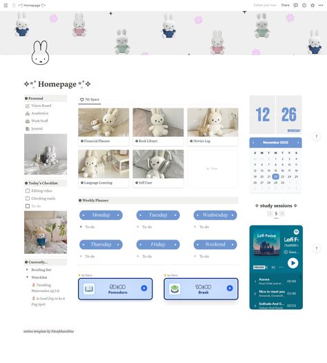 Miffy Homepage Notion Template Ver. 2 in 2024 | Life planner, Study planner, Notions . #Daily_Calendar_Template #Simple_Daily_Planner #Student_Dashboard #School_Template Study Planner Free, Daily Calendar Template, Simple Daily Planner, Life Planner Organization, Goals Template, Homepage Template, Minimalist Layout, Templates Free Design, Small Business Planner