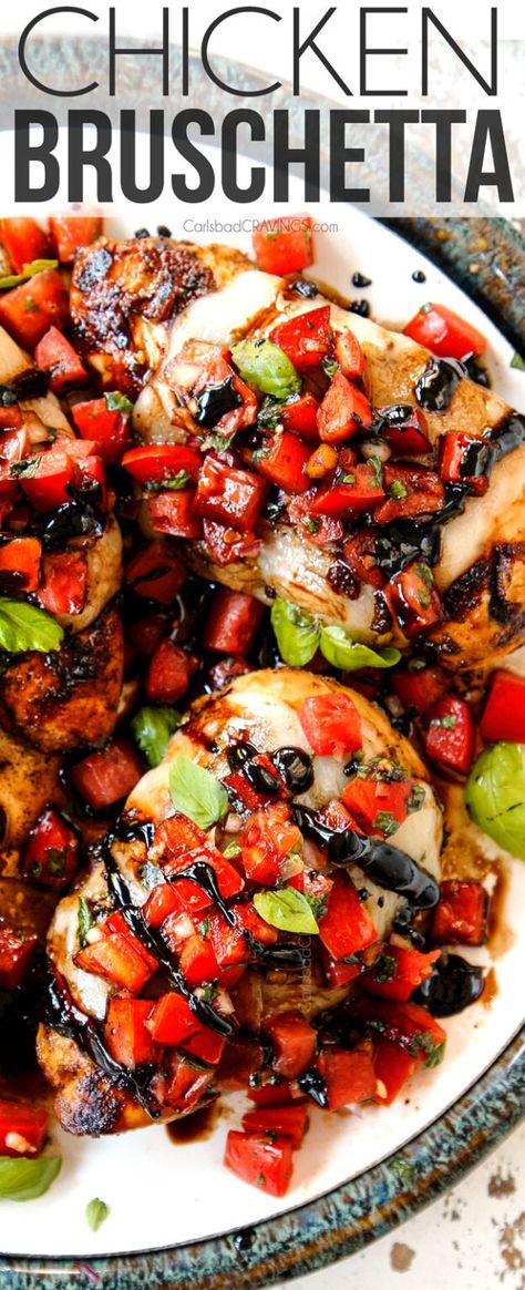 Bruschetta Chicken (grill or stovetop) + VIDEO, How to Make Ahead Grilled Chicken Bruschetta, Bruschetta Chicken Recipes, Chicken Quesadilla Recipes Easy, Bruschetta Recipe Chicken, Chicken Glaze Recipes, Italian Bruschetta Chicken, Chicken Vegetable Recipes, Easy Chicken Recipes Crockpot, Chicken Rotisserie Recipes