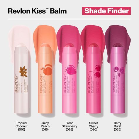 Revlon Lip Balm, Kiss Tinted Lip Balm, Face Makeup with Lasting Hydration, SPF 20, Infused with Natural Fruit Oils, 030 Sweet Cherry, 0.09 Oz Revlon Kiss Balm, Medicated Lip Balm, Revlon Lip, Makeup You Need, Spf Lip Balm, Revlon Makeup, Milani Cosmetics, Best Lip Balm, Raspberry Seed Oil