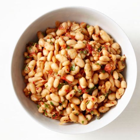 Tuscan White Beans by Food Network Kitchen White Beans Recipe, White Bean Recipes, Healthy Potatoes, Beans Recipe, Potato Side Dishes, Cannellini Beans, Healthy Sides, Mediterranean Diet Recipes, Healthy Side Dishes