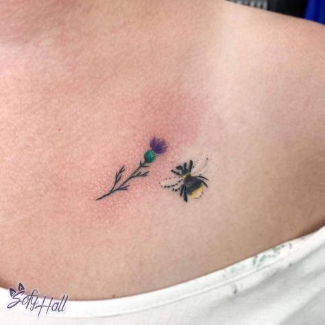 small minimalist Thistle Tattoos sofyartz Thistle Collarbone Tattoo, Thistle Finger Tattoo, Small Thistle Tattoo Simple, Thistle And Bee Tattoo, Minimalist Thistle Tattoo, Scottish Thistle Tattoos, Thistle Tattoo Simple, Thistle And Clover Tattoo, Thistle Tattoo Fine Line