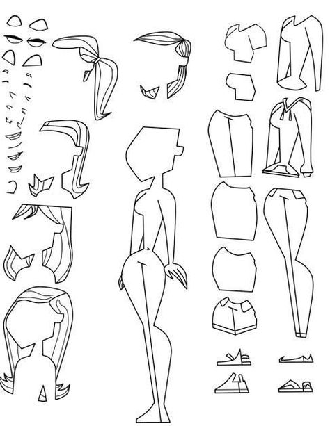 Drawing Total Drama, Total Drama Base, Drawing Area, Female Base, Base Drawing, Different Body Types, Cartoon Style Drawing, Body Base, Body Base Drawing