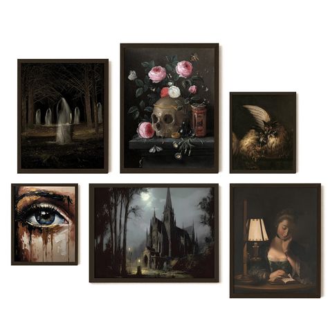 Academia Aesthetic Pictures, Dark Academia Aesthetic Pictures, Goth Bedroom Decor, Goth Wall Decor, Victorian Gothic Decor, Goth Wall Art, Decor Dark Academia, Gothic Poster, Gothic Decor Bedroom