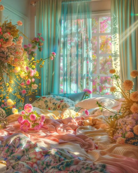 🌸💖 Dreamy comfort ✨️ . . #ai #bedroom #beautiful #dream #aiartist #ia #midjourney #digitalart #dreams Dream Core Room, Dreamcore Bedroom, Dreamy Bedrooms Aesthetic, Daydreaming Aesthetic, Daydreaming Art, Ethereal Bedroom, Calm Room, Bedroom Beautiful, Beautiful Summer Wallpaper