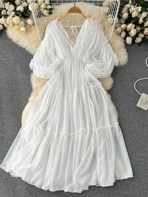 Smarter Shopping, Better Living! Aliexpress.com Crochet Sweater Design, Chiffon Long Dress, Pleated Dresses, Dresses Ladies, Beautiful Casual Dresses, Short Dress Styles, Tailored Clothes, Cute Dress Outfits, Stylish Dress Designs