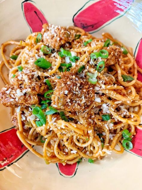 Copycat CPK Kung Pao Spaghetti - The Tipsy Housewife Kung Pao Spaghetti Recipe, Kung Pao Spaghetti, The Tipsy Housewife, Tipsy Housewife, Breaded Chicken Tenders, California Pizza Kitchen, Kung Lao, Crispy Chicken Tenders, California Pizza