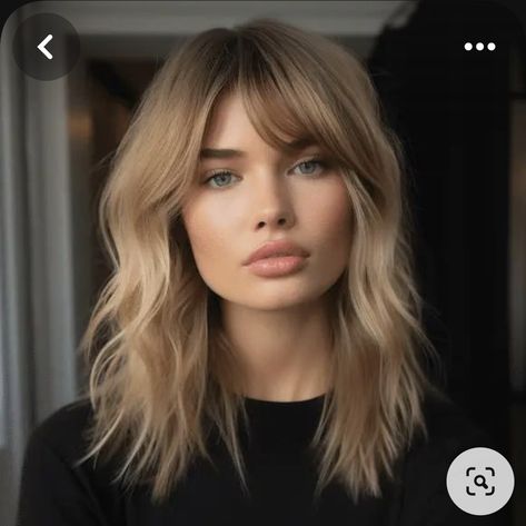 Medium Length Haircut With Bangs Fine Hair, Curtain Fringe Bangs Medium Hair, Midi Hair With Bangs, Medium Length Razored Haircut, Bangs 2024 Hairstyles, Shaggy Shoulder Length Hair With Bangs, Short Layers Long Hair With Bangs, Mom Cut With Bangs, Medium Hair With Fringe